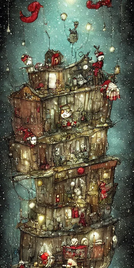 Image similar to a christmas toys scene by alexander jansson