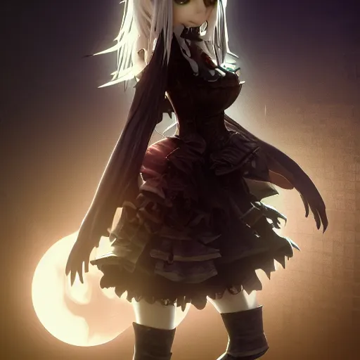 Gothic lady in anime style stock illustration. Illustration of anime -  277879642