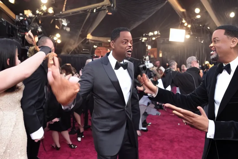 Prompt: chris rock slapping will smith, at the oscar's, 8 5 mm