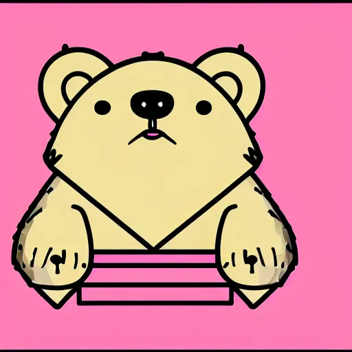 Image similar to a cute pink fluffy vector podcast logo of a streaming bear, golden ratio, iconic, award winning, line art, bold, playful