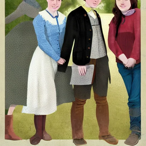 Image similar to Gilbert Blythe from anne with an e as college students, digital art