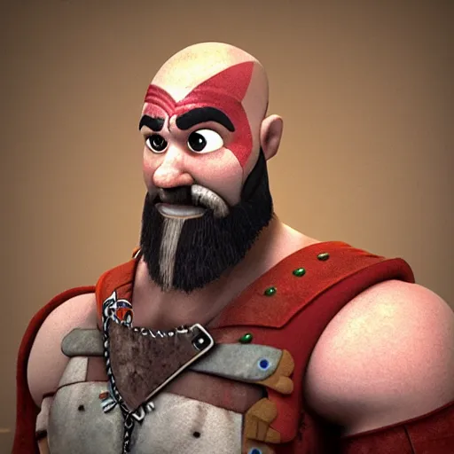 Prompt: kratos as fall guys character