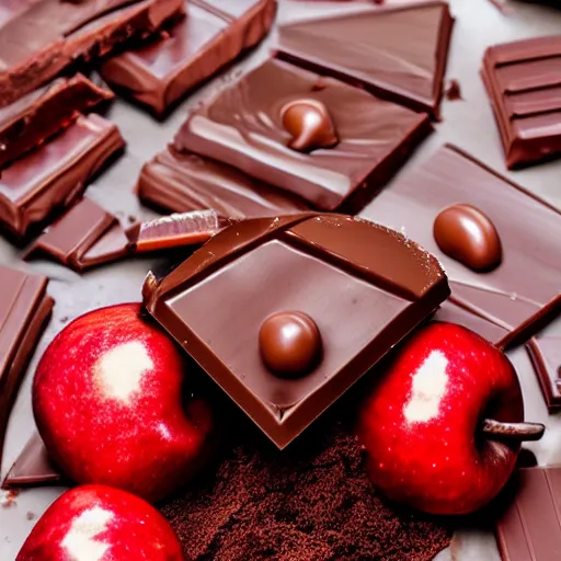 Image similar to photo of beautiful shiny red apple being covered in melted chocolate, 5 0 mm, beautiful photo