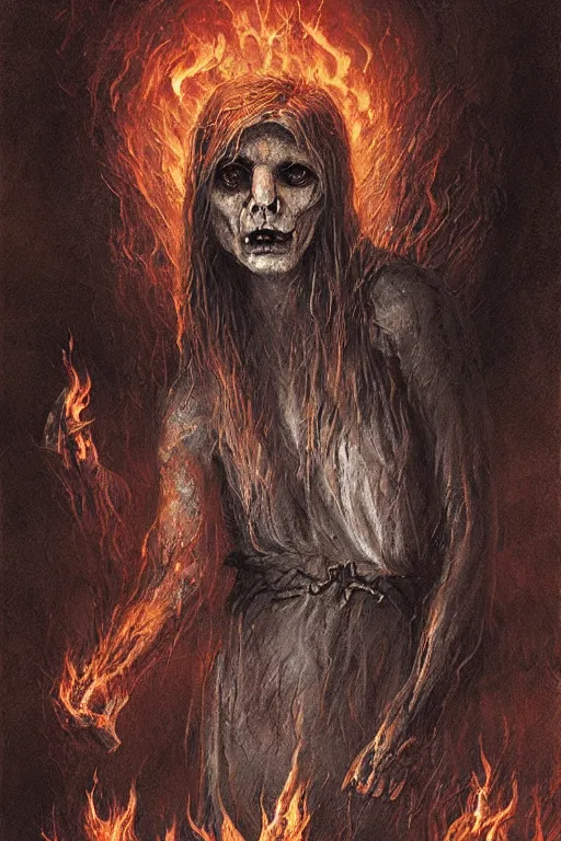 Image similar to Ghost of the Fire Spirit, professional illustration by Seb McKinnon