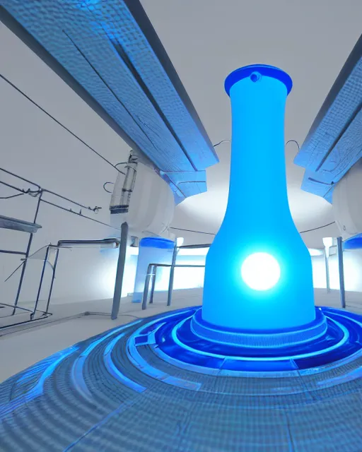 Prompt: futuristic sci fi nuclear reactor structures made out of blue brains leak blue blood on the nuclear reactor unreal engine volumetric lighting