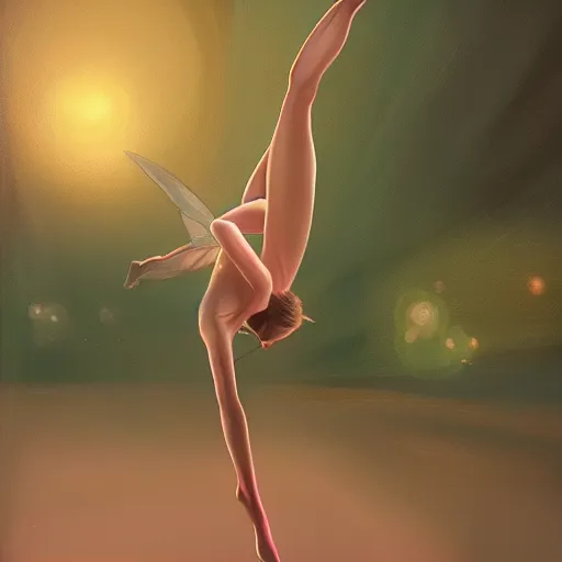 Image similar to A beautiful pole-dancing fairie, cinematic lighting, soft bokeh, fantasy, modern, colourful, highly detailed, digital painting, artstation, deviantart, concept art, sharp focus, illustration, by Edward Hopper and Rene Magritte