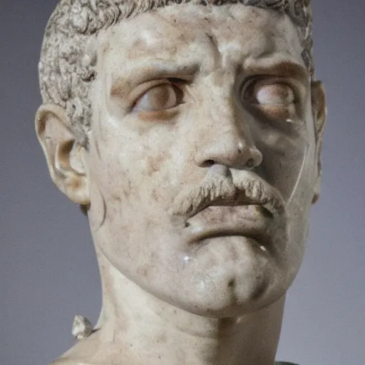 Prompt: a cracked roman marble statue of nicolas maduro, highly detailed photography