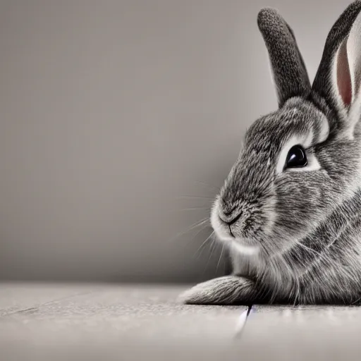 Image similar to a shallow depth of field, soft light, portrait of a grey rabbit