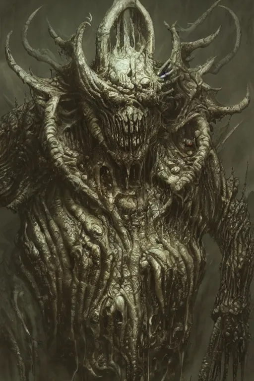 Prompt: portrait of nurgle the unclean by hr giger, greg rutkowski and wayne barlowe as a diablo, resident evil, dark souls, bloodborne monster