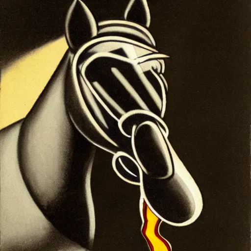 Image similar to an antropomorphic horse wearing a suit smoking a cigar