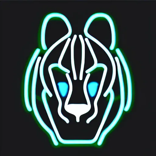 Image similar to minimalistic vector icon of a neon blue cheetah on black background