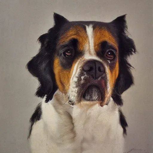 Image similar to A dog that looks like Wilford Brimley, by Sir James Guthrie, hyperrealism