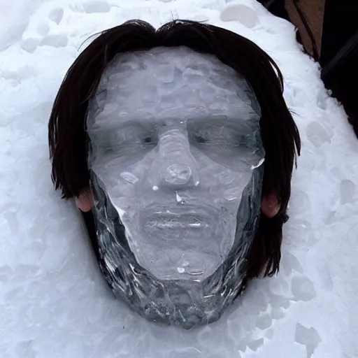 Image similar to a face made of ice made of keanu reaves