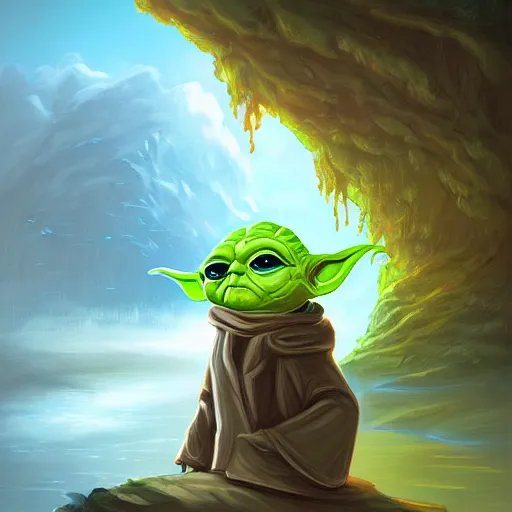 Image similar to Portrait of yoda in a scenic environment by Cyril Rolando