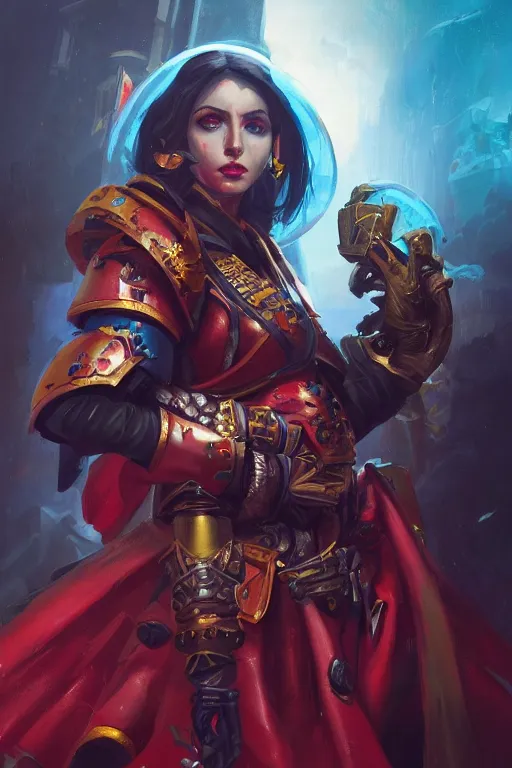 Image similar to a portrait of a cute young adepta sororitas, warhammer 4 0 k setting, vivid colors, soft lighting, atmospheric, cinematic, moody, in the style of artgerm and greg rutkowski, oil on canvas, 8 k