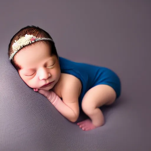 Image similar to beautiful photography of newborn, blue colors, hyper realistic, 8 0 mm, studio lighting