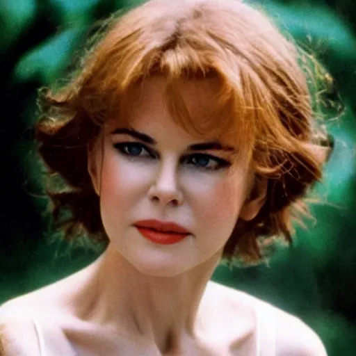 Image similar to face of black hair, young Nicole Kidman