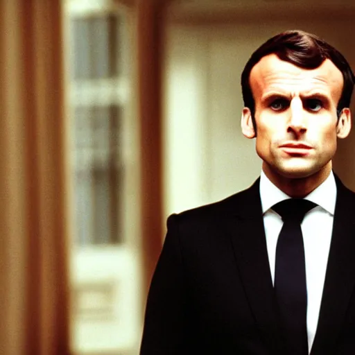 Image similar to Emmanuel Macron policeman in American Psycho (1999)