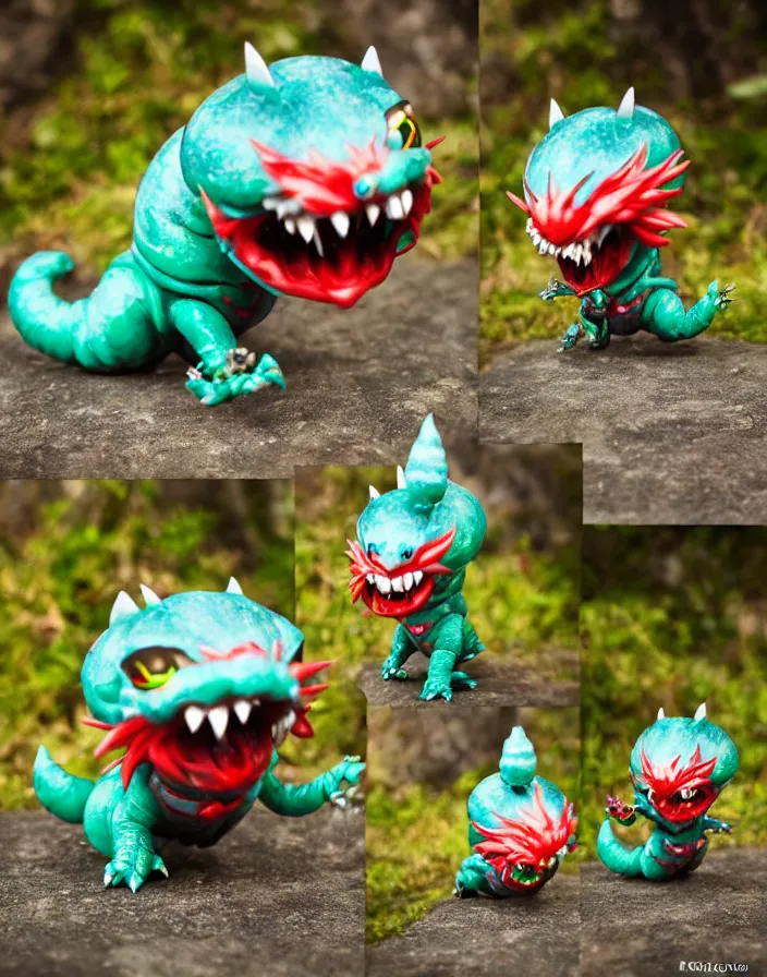 Image similar to small stylized chibi kaiju!!! shiny sofubi!!!! promo shots 4 k photography