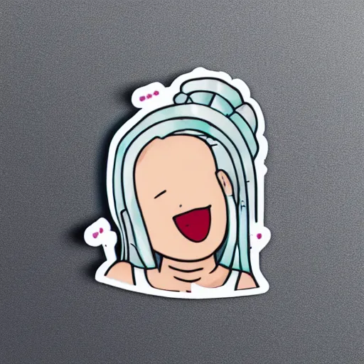 Prompt: girl with white hair in a hairbun and freckles, sticker, emoji