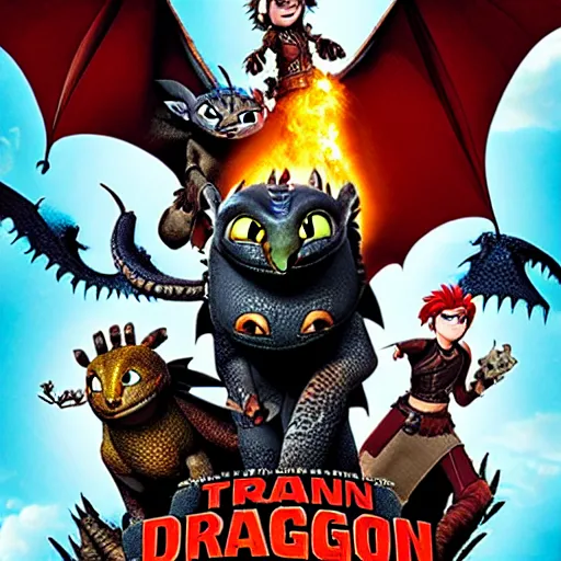 Prompt: Movie poster of How to train your dragon 4 with Smaug as the dragon Toothless