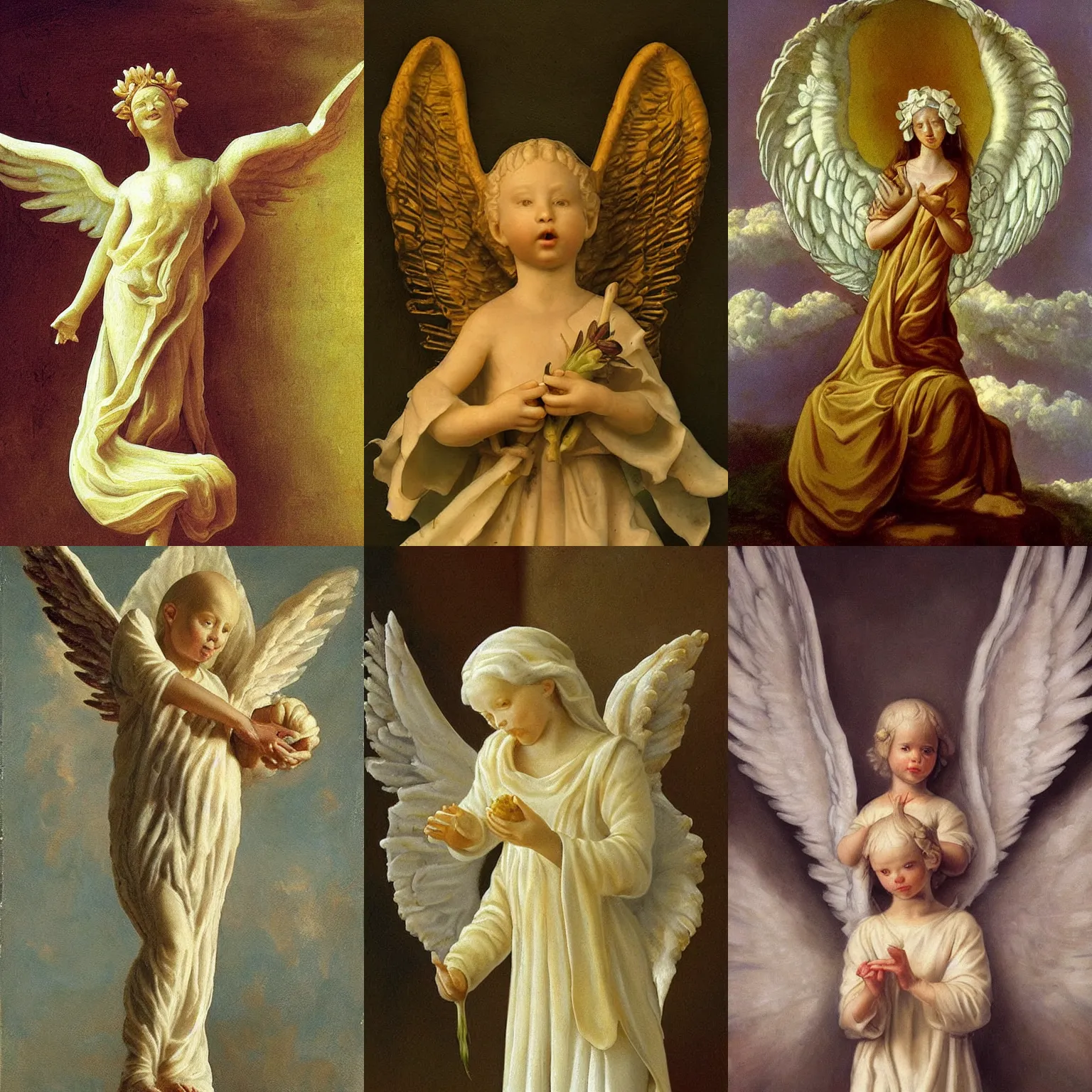 Prompt: garlic angel, baroque painting, heavenly spirit of garlic