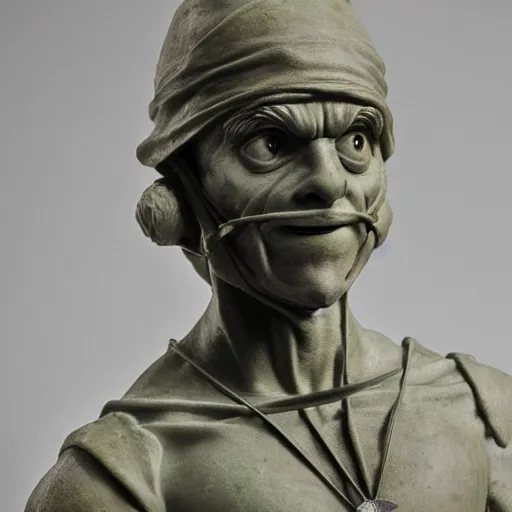 Image similar to donatello of the teenage mutant ninja turtles as a sculpture from the renaissance made of white marble, high details, cinematic, photorealistic