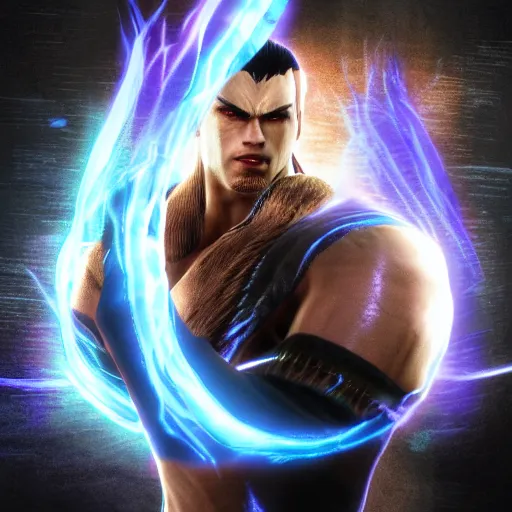 Prompt: close up of tekken light effects