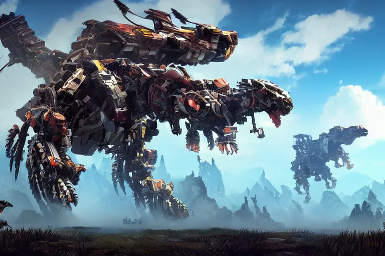 Image similar to bristleback machine mecha animal beast robot of horizon forbidden west horizon zero dawn bioluminiscence global illumination ray tracing hdr fanart arstation by sung choi and eric pfeiffer and gabriel garza and casper konefal