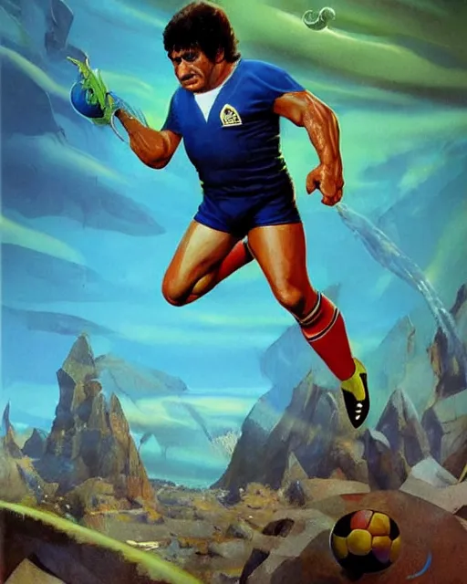 Image similar to diego armando maradona by peter andrew jones!!!!!!!!, by roger dean, hd, hyper detailed, 4 k