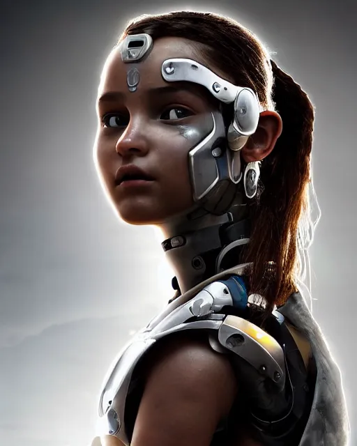 Image similar to centered portrait of soulful young lara croft as a solarpunk mecha humanoid robotic parts wearing with bright led lights, real human face, pudica gesture bouguereau style, in white room, ultra - realistic and intricate, soft portrait shot 8 k