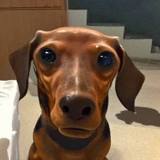 Image similar to Dwayne The Rock Johnson's head on the body of a dachshund