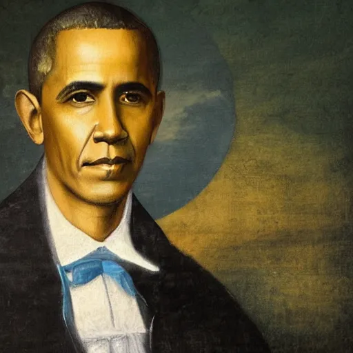 Image similar to painting of barack obama by leonardo davinci