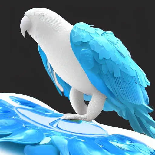 Image similar to blue liquid motion fluids forming blue parrot bird, hyper detailed, houdini render