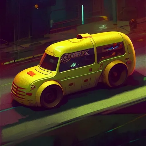 Prompt: a cyberpunk oscar meyer weiner weinermobile, highly detailed epic, CG render digital painting artwork by Greg Rutkowski, John Berkey, Alexander Jansson, Kuvshinov, WLOP, Artgerm, trending on ArtStation, intricate artwork by Tooth Wu, Beeple. octane render, trending on artstation, greg rutkowski very coherent symmetrical artwork, bokeh, cinematic, hyper realism, high detail, octane render, vervia, 8k