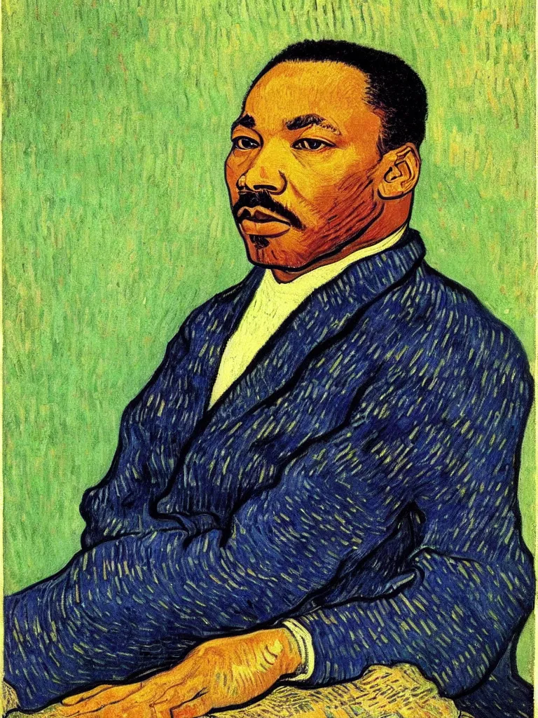 Image similar to Martin Luther king, portrait by Van Gogh