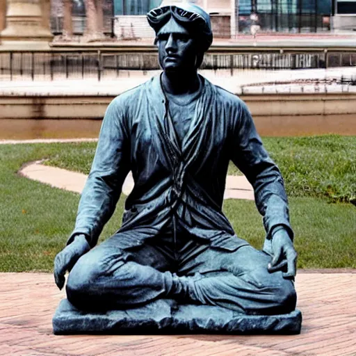 Image similar to (liberty statue sitdown pose) very convincing