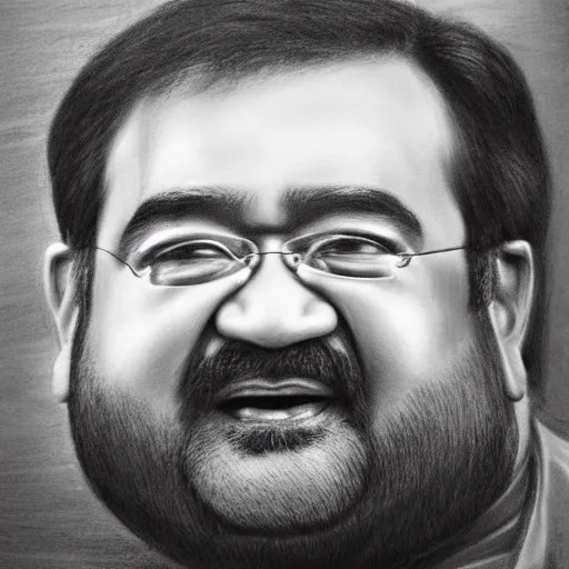 Prompt: graphite sketch of mohanlal