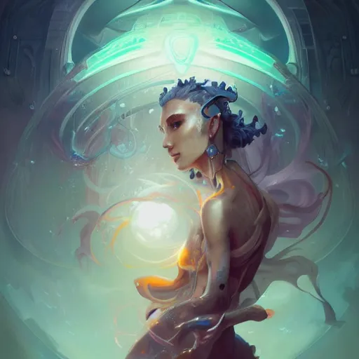 Prompt: portrait of a beautiful cybernetic emanation, by pete mohrbacher and artgerm and wlop, digital art, highly detailed, intricate, fantasy, mystical, Trending on Artstation HQ, deviantart, unreal engine, 4K UHD image