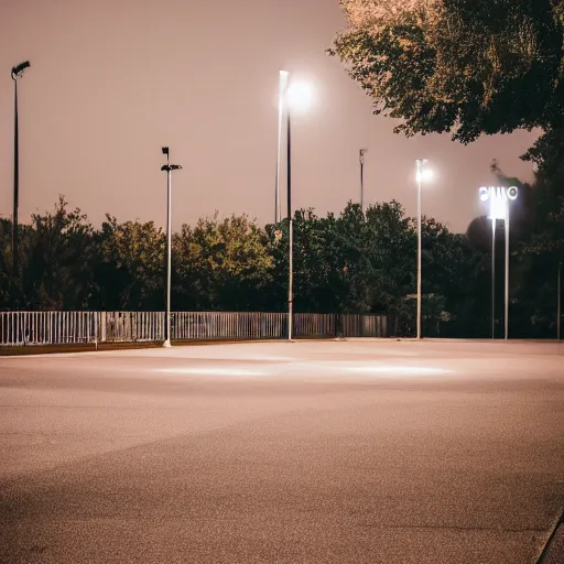 Image similar to empty parking lot with one street light, liminal space, 50mm Sigma lens, Sony A7siii