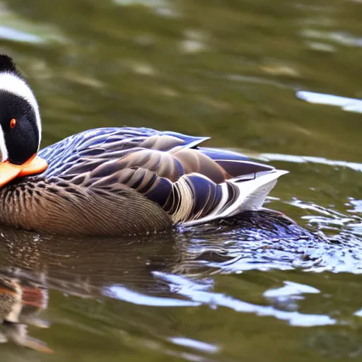 Prompt: a duck made of water