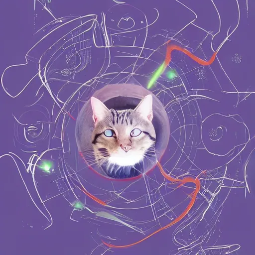 Image similar to strange attractor, but with cats in cyberspace, fantasy