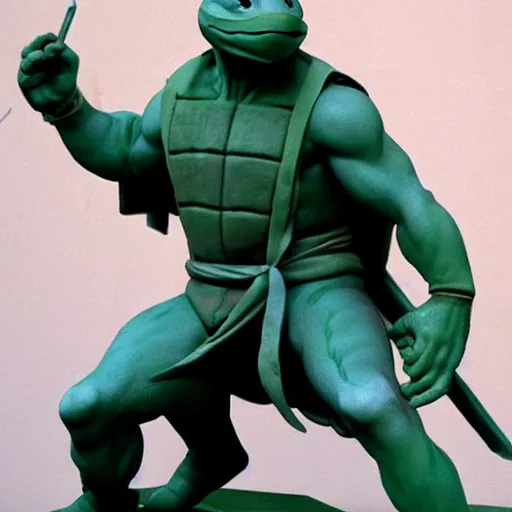 Image similar to The ninja turtle Michelangelo sculpted by Michelangelo Buonarroti