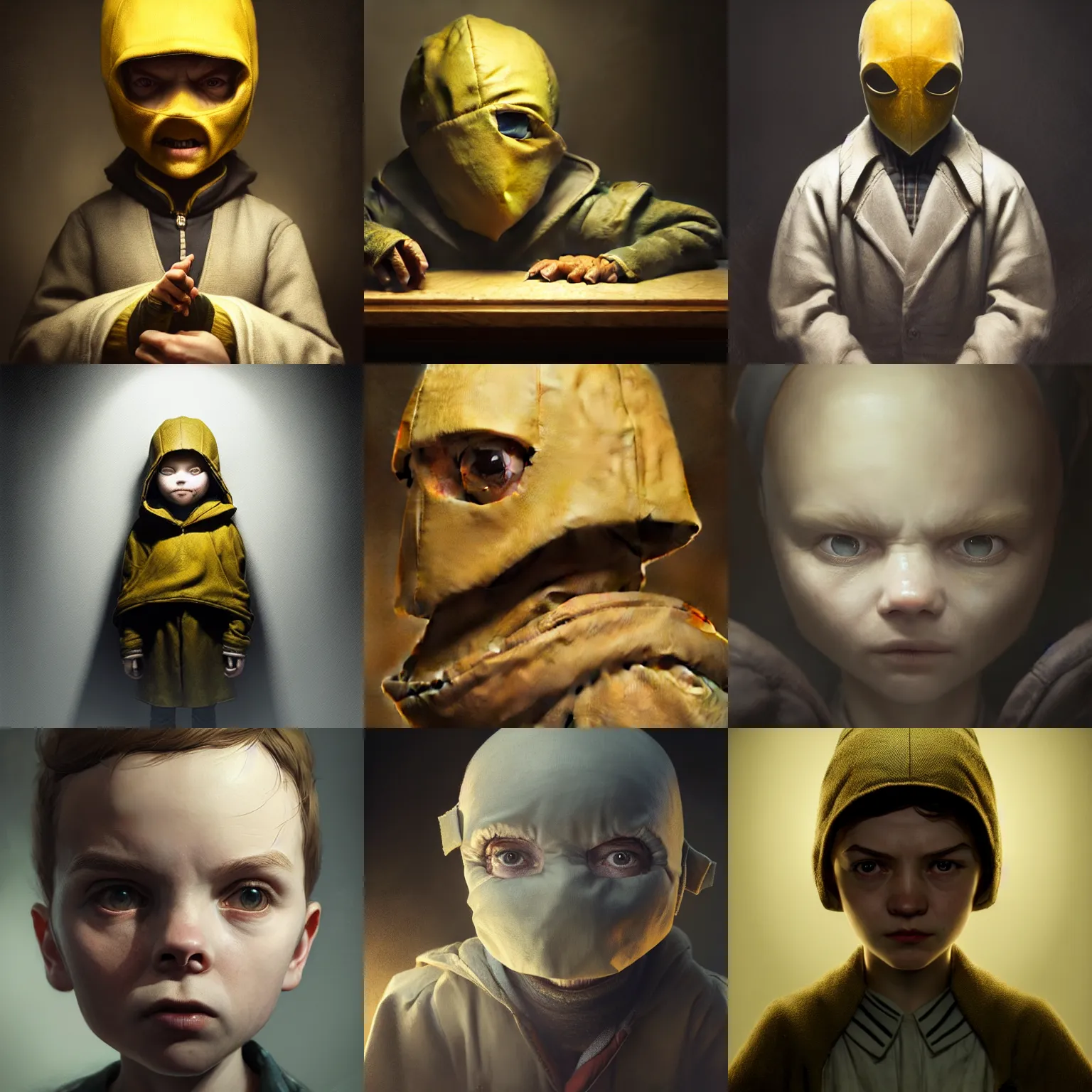 Prompt: portrait of six from the game little nightmares,photorealiatic,hyperdetailed,hyperrealistic,studio lighting,studio photography,professional photography,professional lighting,detailed face,3 point lighting,4k,digital art,ultra realistic,ultra detailed,art by greg rutkowski,eerie,mysterious