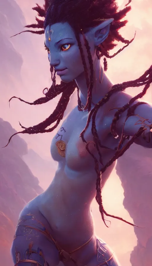 Prompt: highly detailed portrait of beautiful female warrior in avatar, dynamic pose, stephen bliss, unreal engine, fantasy art by greg rutkowski, loish, rhads, ferdinand knab, makoto shinkai and lois van baarle, ilya kuvshinov, rossdraws, tom bagshaw, global illumination, radiant light, detailed and intricate environment