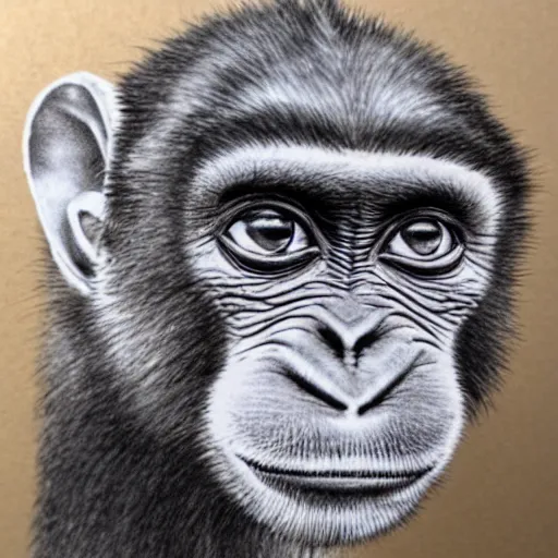 Image similar to monkey, Ballpoint pen art