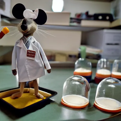 professor mouse in his lab, with cheese vials lying | Stable Diffusion ...