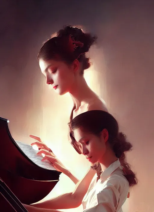 Prompt: jazz music, intricate, elegant, highly detailed, digital painting, artstation, concept art, smooth, sharp focus, illustration, art by wlop, mars ravelo and greg rutkowski