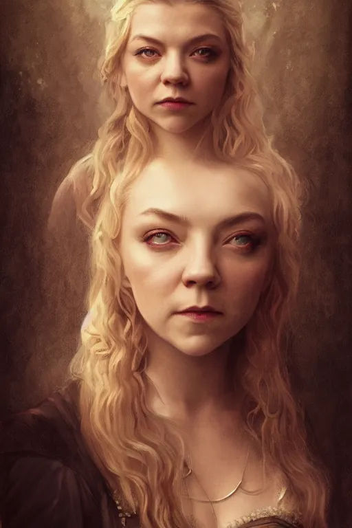 Image similar to a portrait of Natalie Dormer as an elegant beautiful dark bohemian vampire woman, bored, illustration, dramatic lighting, soft details, painting oil on canvas, art nouveau, octane render, HDR, 4k, 8k, HD, by Edmund Blair Leighton, Brom, Charlie Bowater, trending on artstation, faces by Tom Bagshaw, Sargent