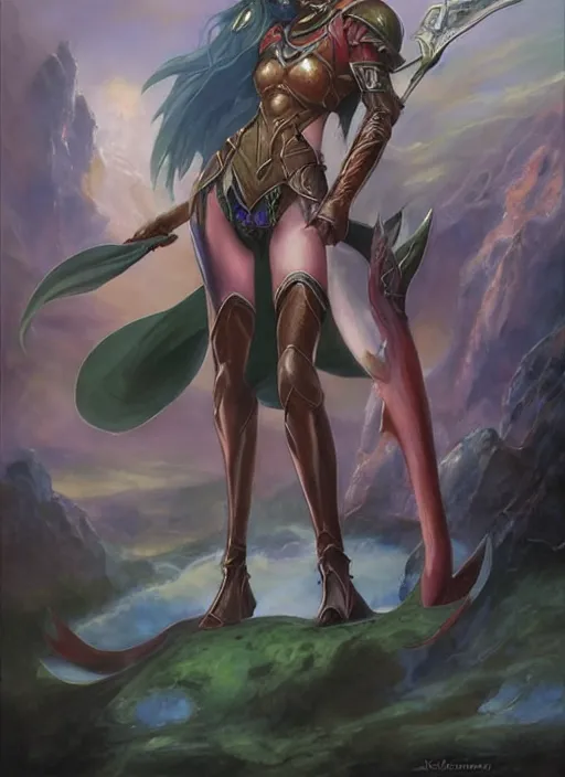 Image similar to portrait of nephenee from fire emblem radiant dawn, painted by boris vallejo and julie bell and luis royo, trending on artstation, D&D, soft lighting, HD, sharp focus, intricate, masterpiece, concept art, character design